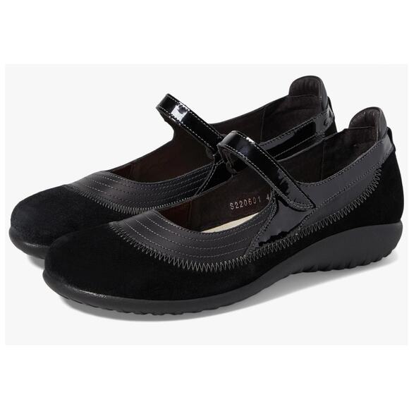 Naot Kirei Mary Jane Black Suede Leather Combo Size 10/11 US 41 EU NIB Versatile - Picture 1 of 14